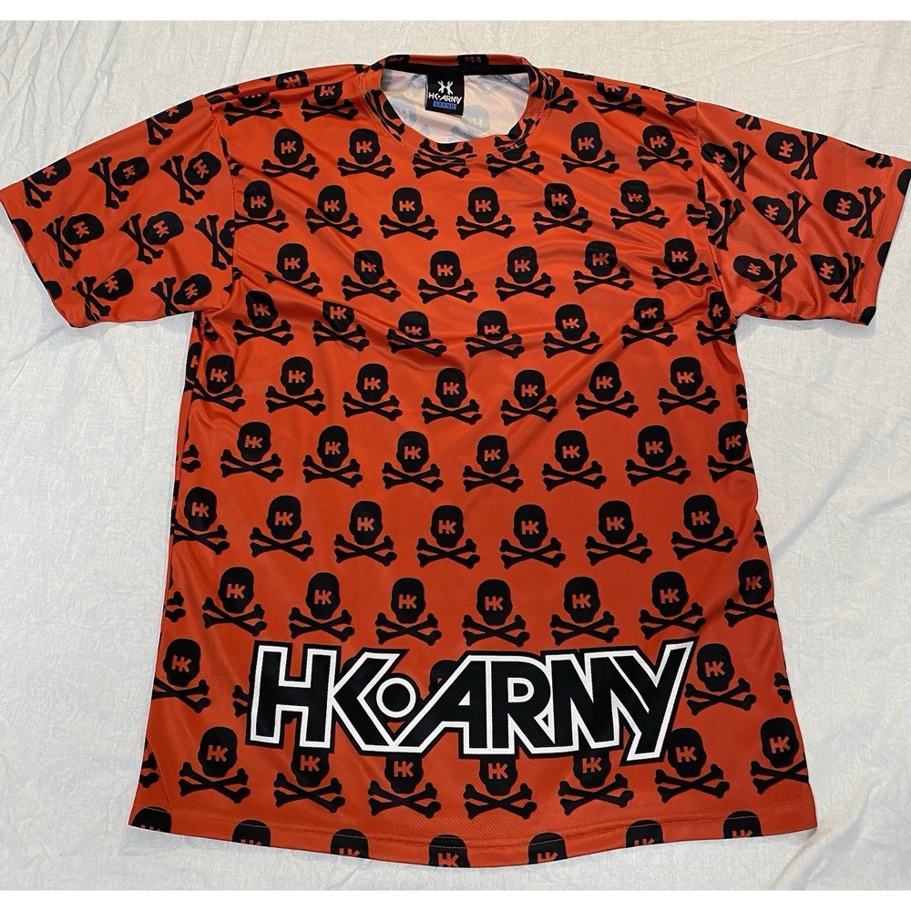 HK Army Skull Paintball Jersey‎ Orange Black Large Speedball Airsoft